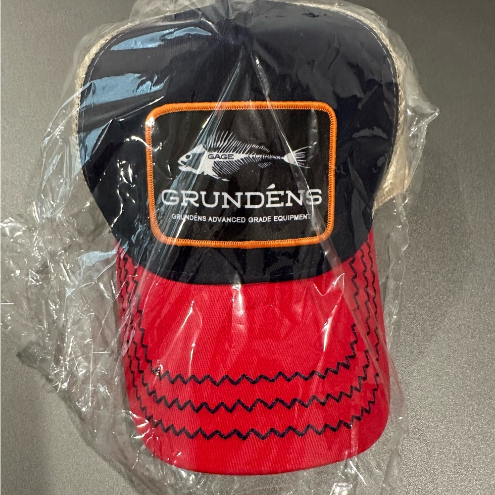 Grundéns Red and Navy Cap